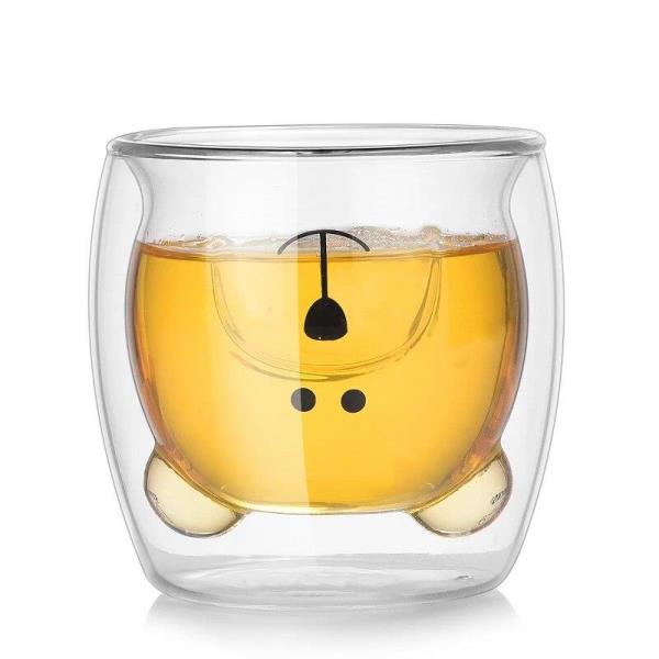 Cartoon Animal Double Layered Glass Cup