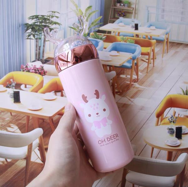 3D Cartoon Deer Long Vacuum Warm Bottle