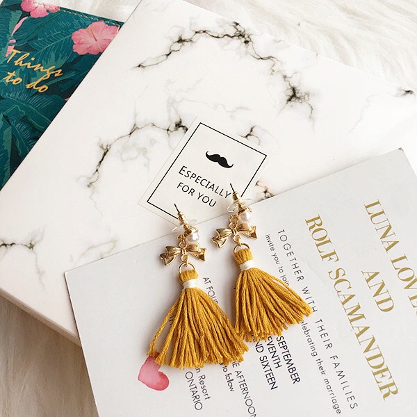 Fairy Yellow Sweet Tassel Drop Earrings