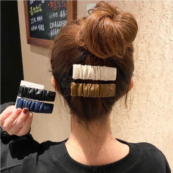 Fashion Leather Folds Barrette Hair Pin