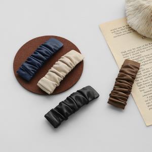 Fashion Leather Folds Barrette Hair Pin