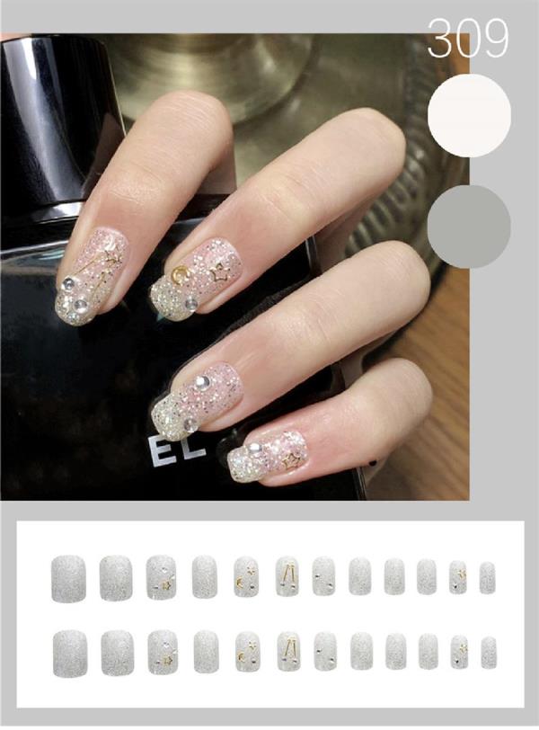 Crystal Shining Bright Reusable Fake Press Nails