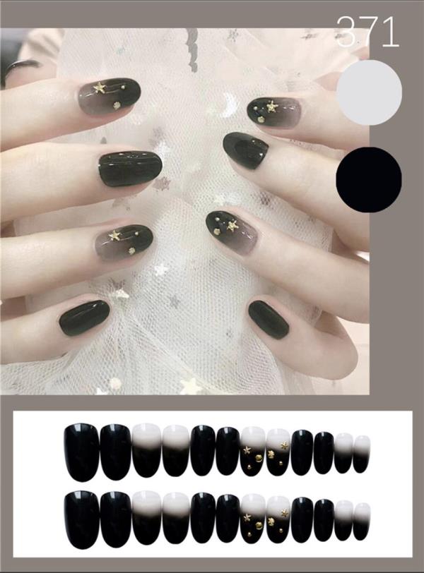 Cool Black Artificial Reusable Fake Press Nails