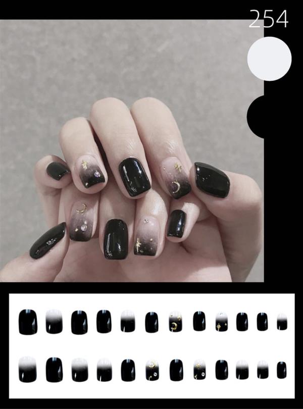 Cool Black Artificial Reusable Fake Press Nails