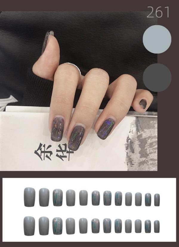 Cool Black Artificial Reusable Fake Press Nails