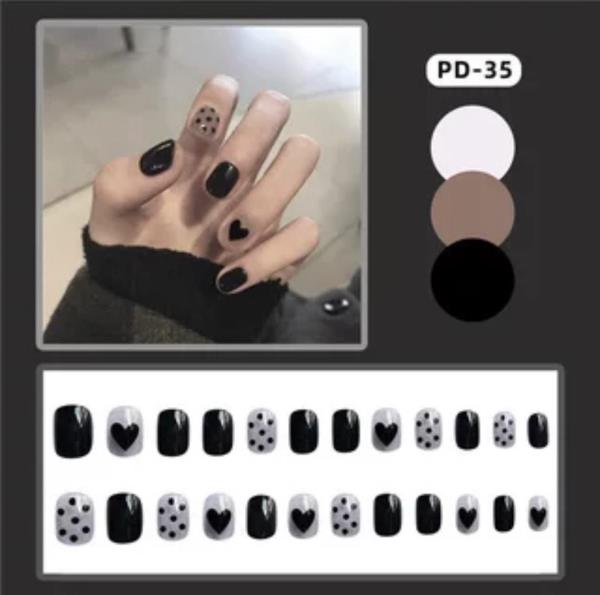 Cool Black Artificial Reusable Fake Press Nails