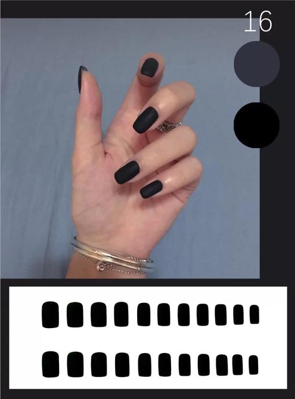 Cool Black Artificial Reusable Fake Press Nails