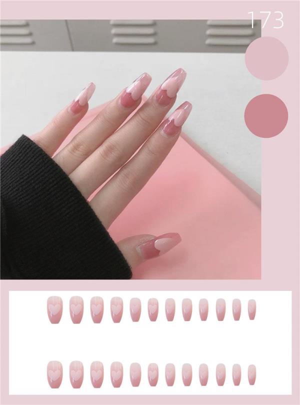 Sweet Pink Love Reusable Fake Press Nails