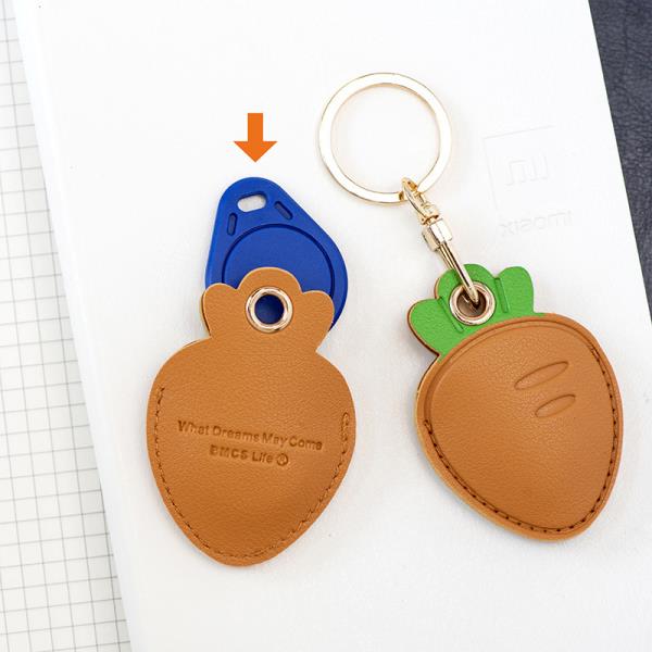 Cartoon Bear Dog Leather Tag Keyring