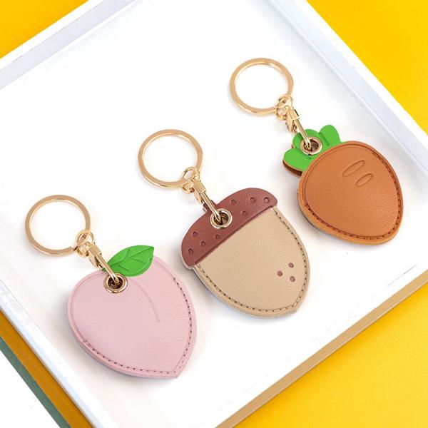 Cartoon Bear Dog Leather Tag Keyring