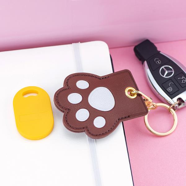 Cartoon Bear Dog Leather Tag Keyring