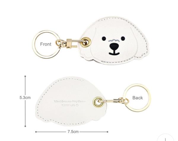 Cartoon Bear Dog Leather Tag Keyring