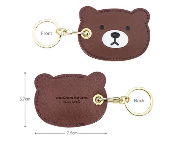 Cartoon Bear Dog Leather Tag Keyring