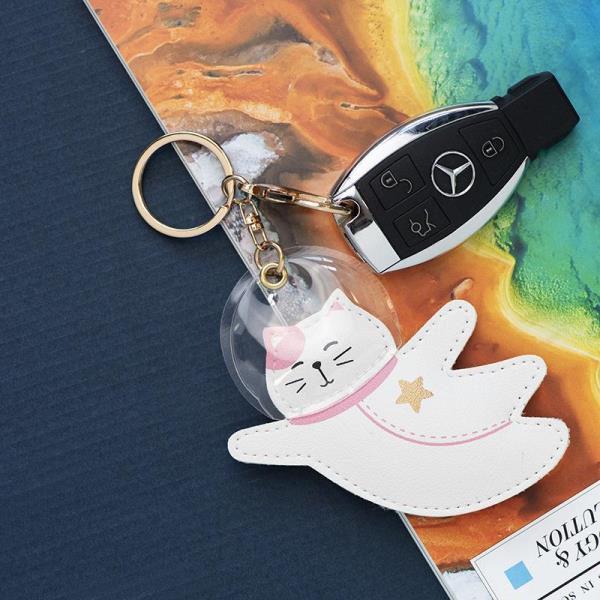 Cartoon Outer Space Leather Keyring