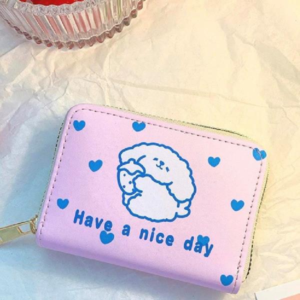 Cute Cartoon Leather Bifold Card Wallet