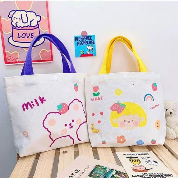 Cartoon Rabbit Bear Canvas Handbag