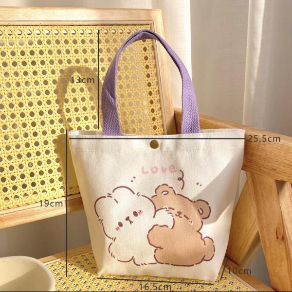 Cartoon Rabbit Bear Canvas Handbag