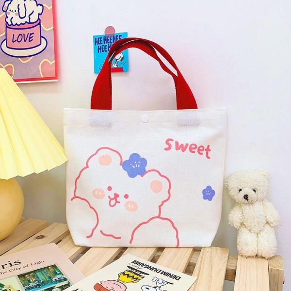 Cartoon Rabbit Bear Canvas Handbag