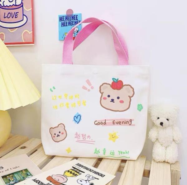 Cartoon Rabbit Bear Canvas Handbag