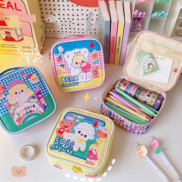 Cartoon Leather Square Makeup Cosmetic Bag