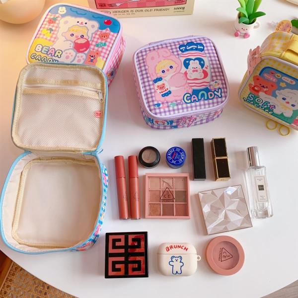 Cartoon Leather Square Makeup Cosmetic Bag