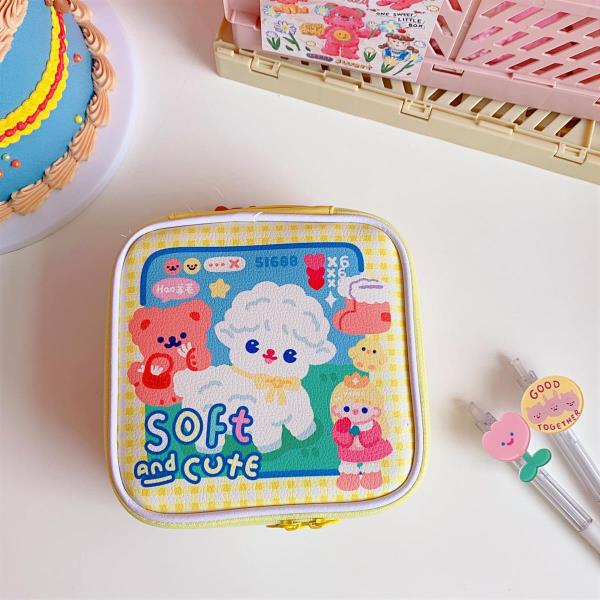 Cartoon Leather Square Makeup Cosmetic Bag