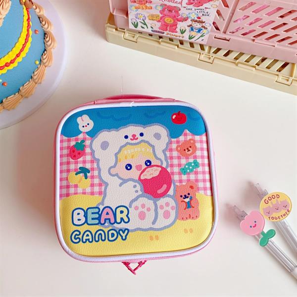 Cartoon Leather Square Makeup Cosmetic Bag