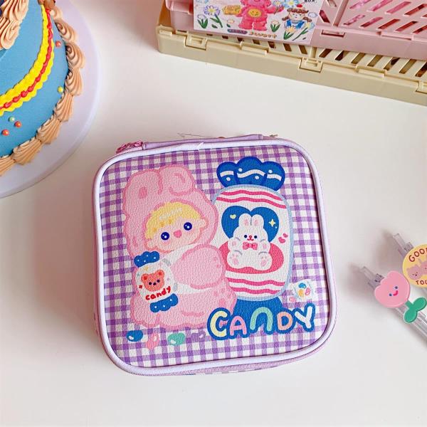 Cartoon Leather Square Makeup Cosmetic Bag