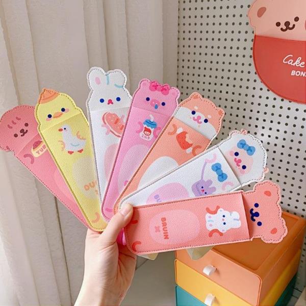 Cartoon Leather Portable Elastic Band Pencil Case