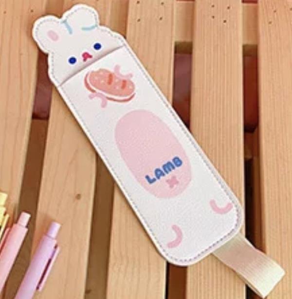 Cartoon Leather Portable Elastic Band Pencil Case