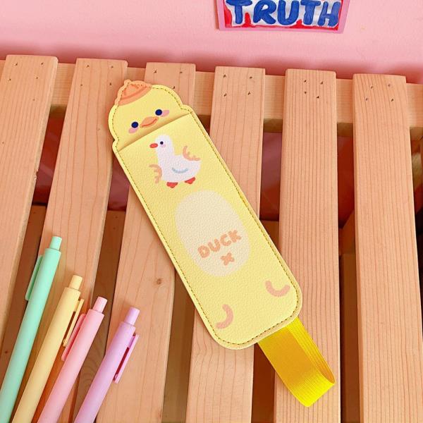 Cartoon Leather Portable Elastic Band Pencil Case