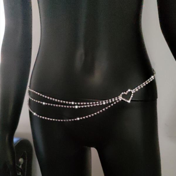 Crystal Heart Multi Layer Waist Chain