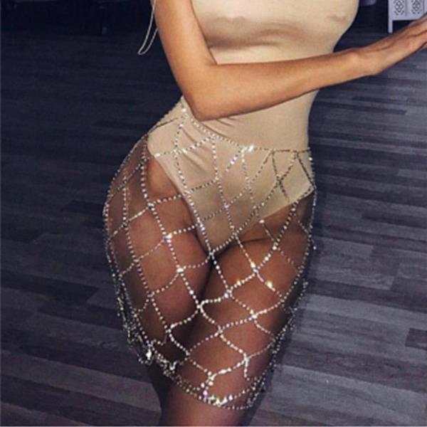 Rhinestone Skirt Hip Body Chain