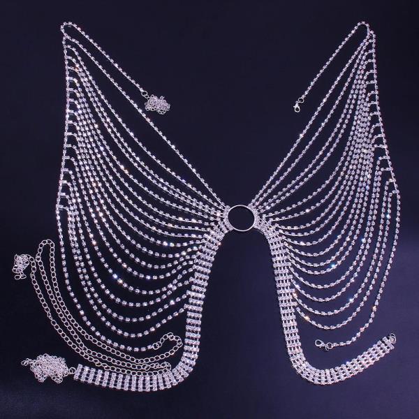 Shiny Multi Tassel Chest Bra Chain