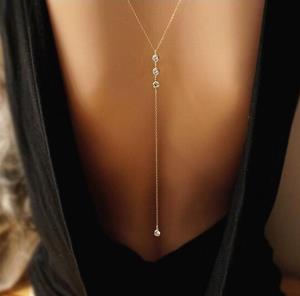 Long Back Waterdrop Crystal Necklace Body Chain