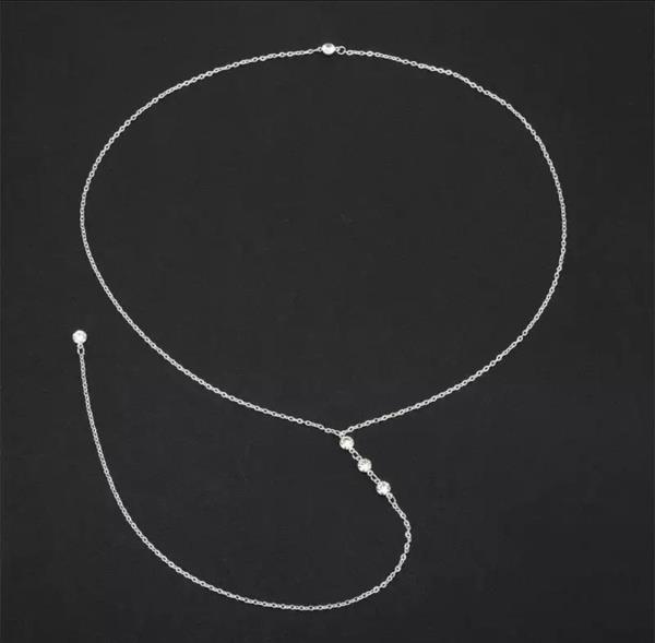 Long Back Waterdrop Crystal Necklace Body Chain