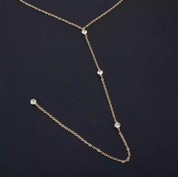 Long Back Waterdrop Crystal Necklace Body Chain