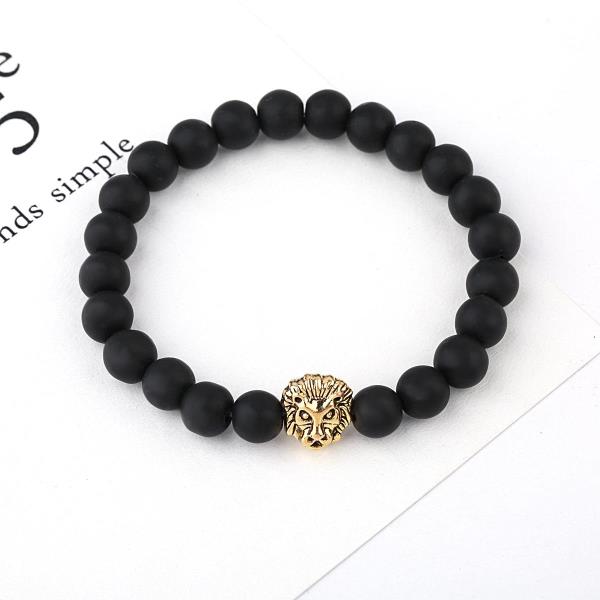 Natural Stone Lion Head Charm Bracelet