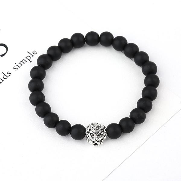 Natural Stone Lion Head Charm Bracelet