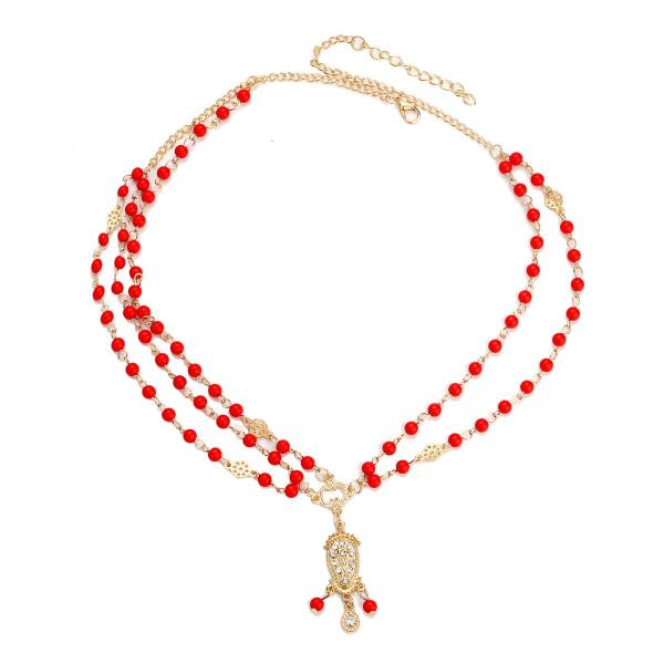 Red Charms Tassel Crystal Head Chain