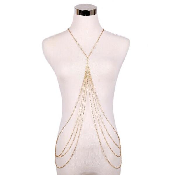 White Pearl Tassels Crossbody Body Chain