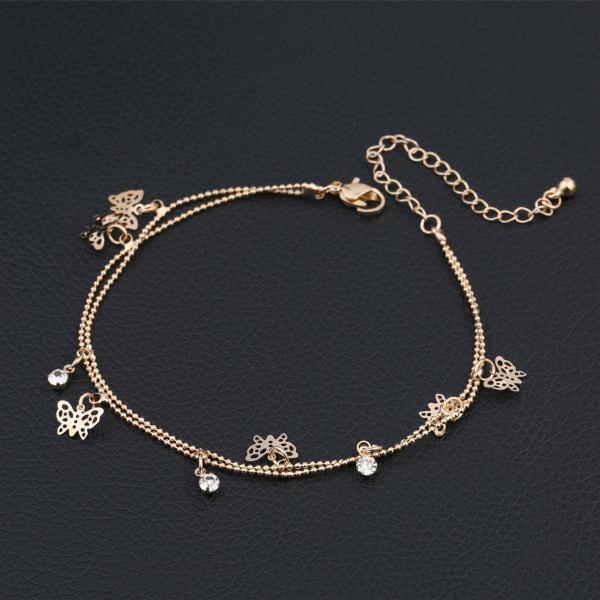 Gold Hollow Butterfly Double Layer Anklet