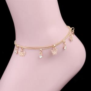 Gold Hollow Butterfly Double Layer Anklet