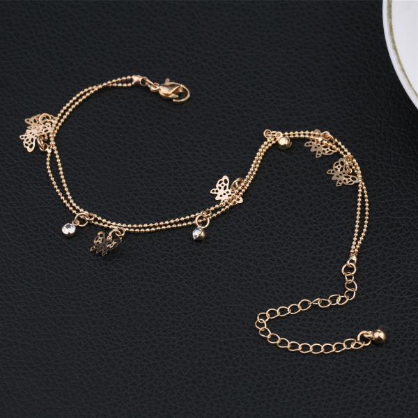 Gold Hollow Butterfly Double Layer Anklet