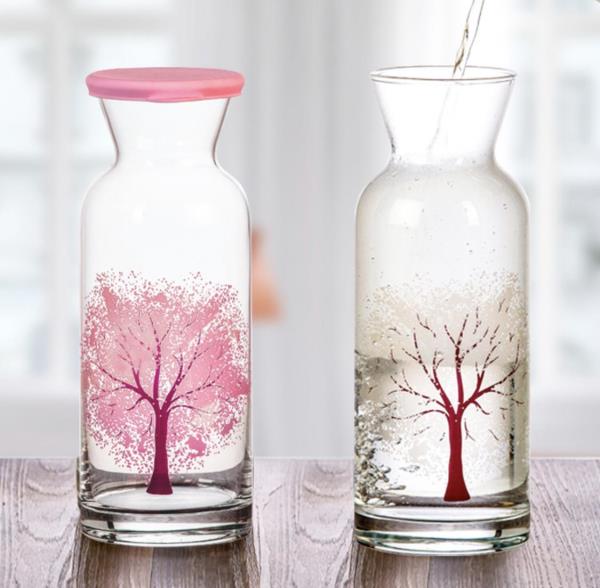 Colour Changing Cherry Blossom Glass Bottle